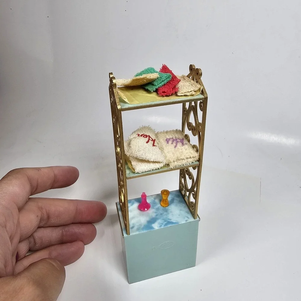 Vintage Ideal Dollhouse Bathroom Cabinet Unique‎ Towel and Accessories Storage